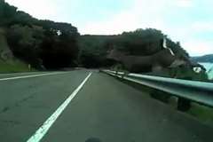 飛び出し注意！道路を走行中の自転車が鹿と激突する